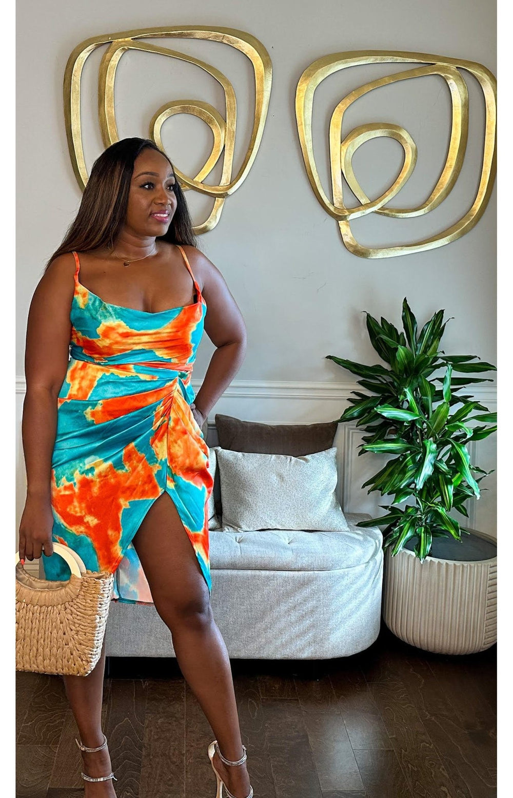 Barcelona High Split Satin Dress - Fashion Elixir