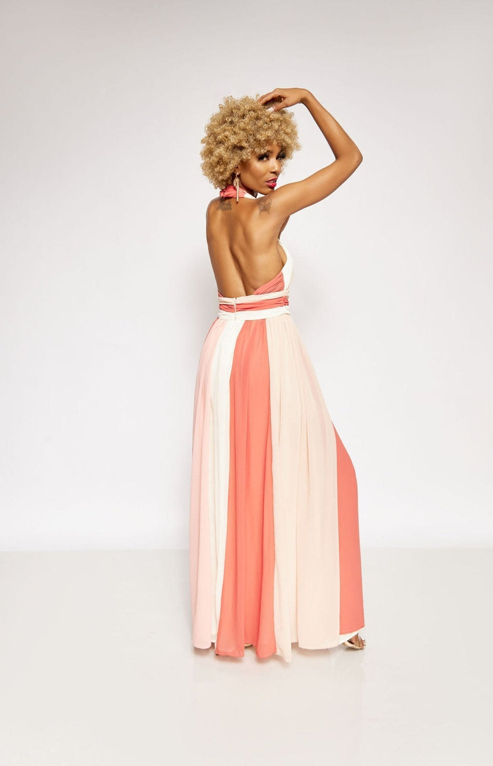 Coral Halter Maxi Dress - Fashion Elixir