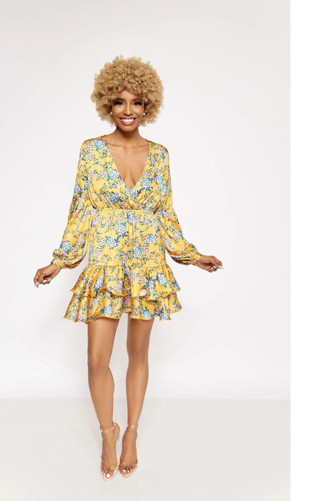 Yellow Bell Sleeve Mini Dress - Fashion Elixir