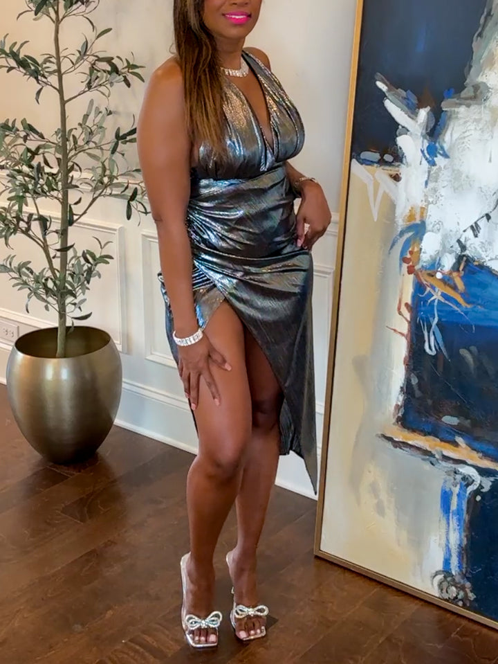 Beyoncé Silver Metallic Party Dress