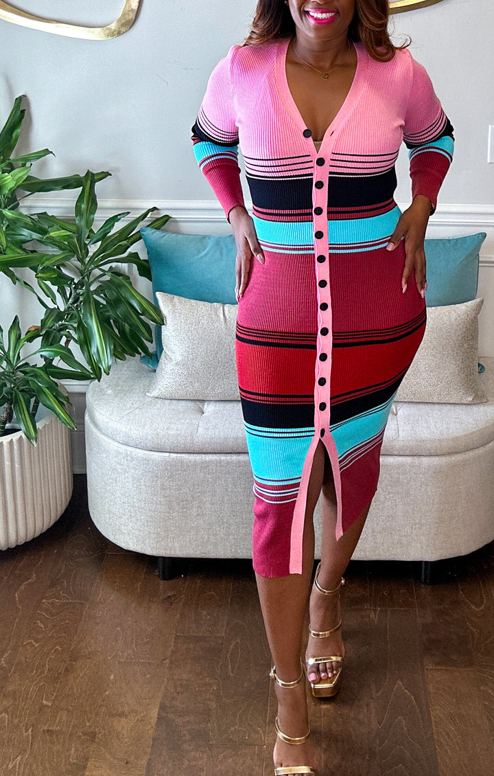 Kali Long Sleeve Knit Dress (Size S- 3X)