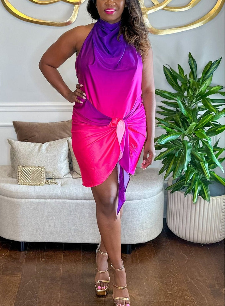 Ciara Ombré Satin Dress - Fashion Elixir