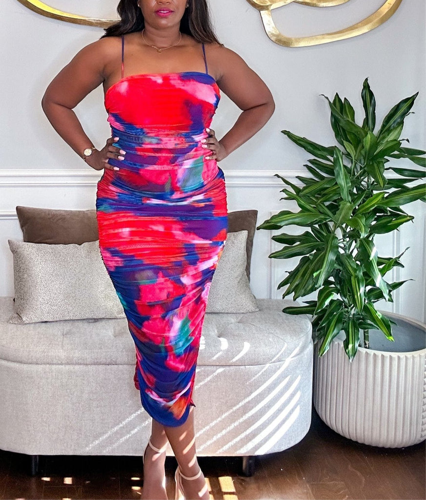multi mesh renaissance print ruched bodycon dress Multi mesh renaissance print ruched bodycon dress