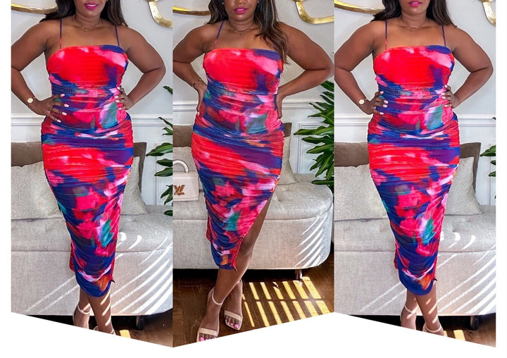 Teyana Multi - Color Ruched Dress - Fashion Elixir