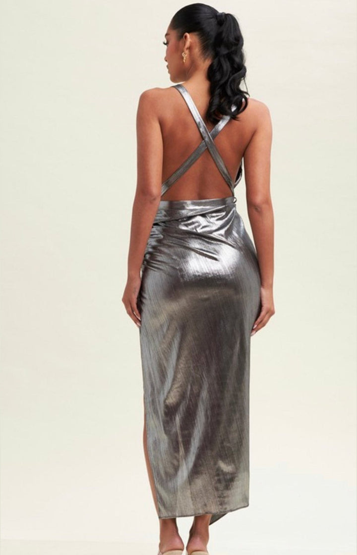 Beyoncé Silver Metallic Party Dress - Fashion Elixir