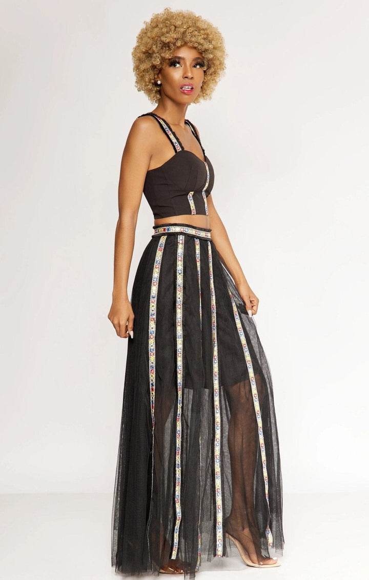 Style Elixir Shop Black Embroidered Crop Top Set - Fashion Elixir