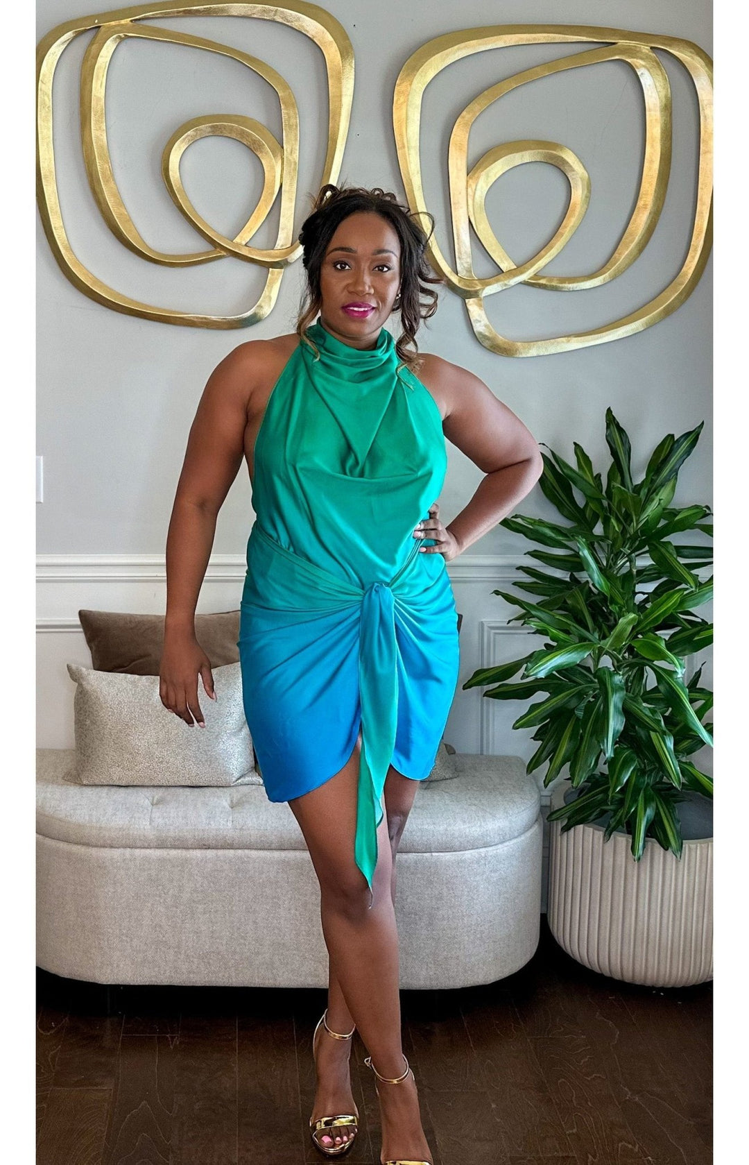 Serena Ombré Satin Dress - Fashion Elixir
